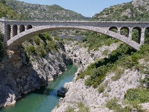 canyon, bridge, River