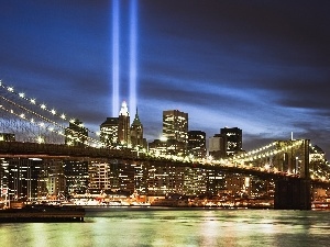 light, bridge, Manhattan