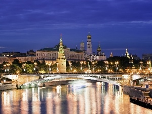 Night, bridge, Moscow