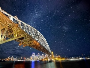 bridge, Gulf, Sydney, night