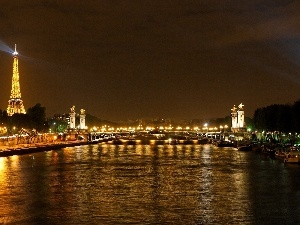 bridge, Seine, Eiffla Tower, Paris