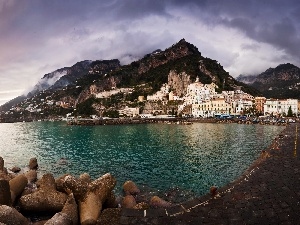 buildings, Coast, Amalfi, Italy