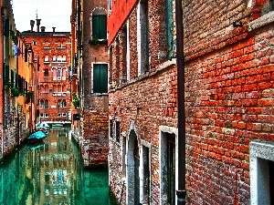 canal, buildings, Venice