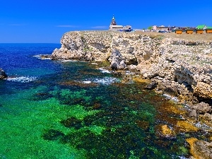 Coast, buildings, cliff