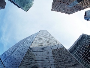 glass, buildings, Sky