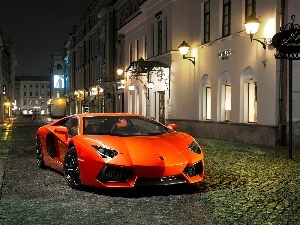 buildings, Street, Automobile, Night, Sport