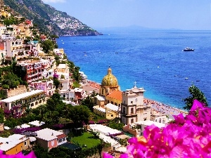 buildings, sea, Italy, Sky, Amalfi