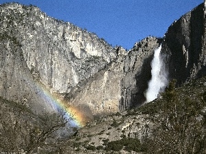 Bush, rocks, Mountains, Great Rainbows