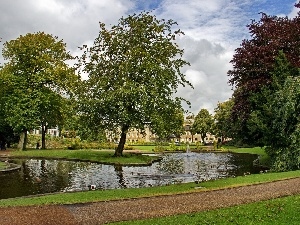 Buxton, fountain, Park, England, Pond - car