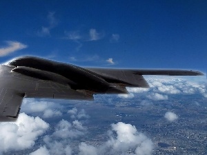 by, clouds, Boeing B-2 Spirit