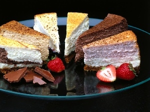 cakes, cuts, cake, strawberries, different