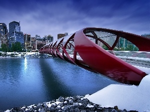 Canada, Calgary, bridge, Picture of Town, River