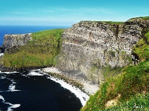 sea, calm, cliff