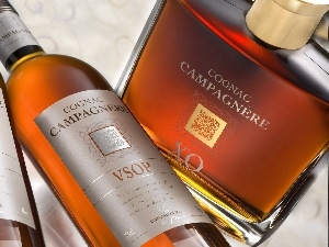 Campagnere, cognac, Three, Bottles