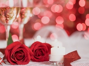 candle, Champagne, Valentine