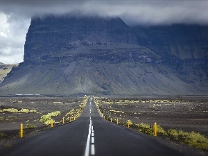 canyon, rocks, Way, clouds, Desert