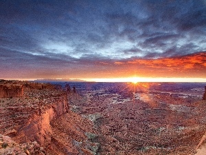 sun, canyon, west