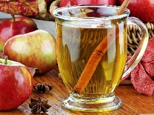 carambola, cinnamon, tea, apples