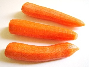 peeled, carrots, Three