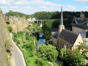 Moselle, Castle, the walls, Luxembourg, River, Town, Church