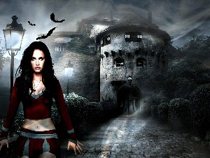 Castle, Fog, Megan Fox