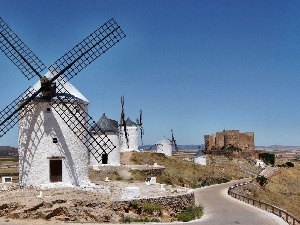 castle, ruins, Windmills, Sights