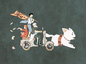 scooter, cat, Gintama