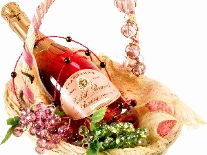 Bottle, champagne, basket