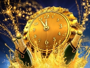 Champagne, Clock, New Year