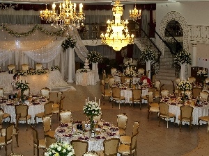 Chandeliers, Stool, Restaurant, tables