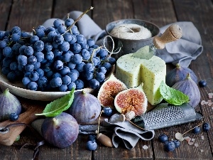 figs, cheese, Grapes