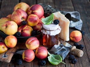 Honey, cheese, nectarines