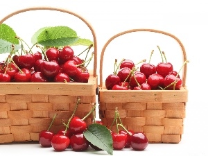 full, cherries, Baskets