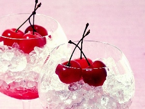 Icecream, cherries, glasses