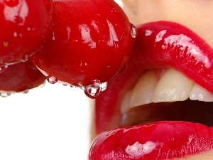 lips, cherries, passionate