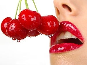 lips, cherries, Women