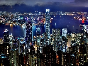 China, night, Hong, Kong