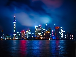 China, Szanghaj, town, Night