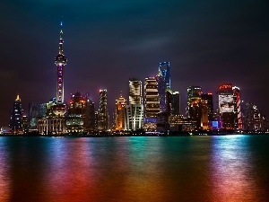 China, Szanghaj, Town, Night