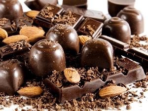 chocolate, almonds, chocolate, pralines