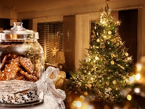 decor, christmas tree, festive, jar, Room, Cookies