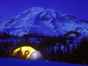 christmas, Tent, Mountains, Night