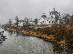 Church, River, Rain, weather