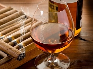 Whisky, Cigars, glass