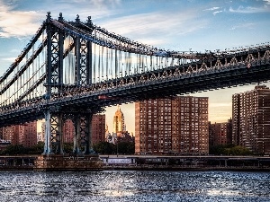 City, New, York, bridge, Manhattan, skyscrapers