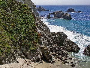 rocks, cliff, sea