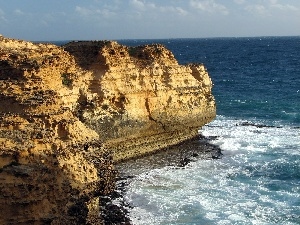 cliff, rocks, sea, Waves