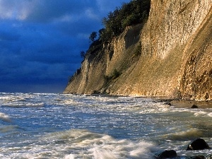 sea, Cliffs, blue