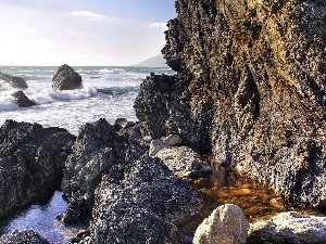 Waves, Cliffs, sea