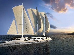 Cloud, sea, Yacht, Sailing